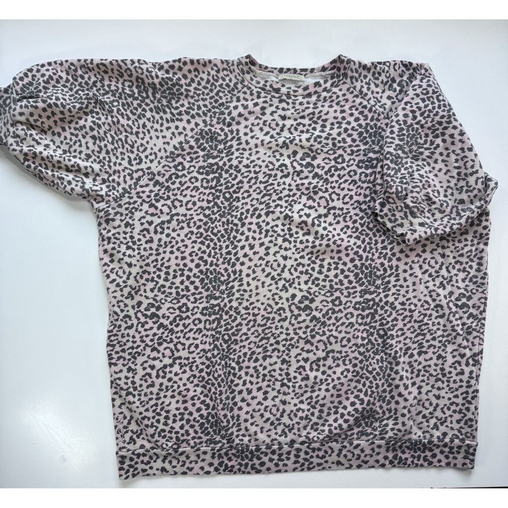 RAGDOLL Pink Black Leopard Print Short Sleeve Oversized Sweatshirt Womens Small